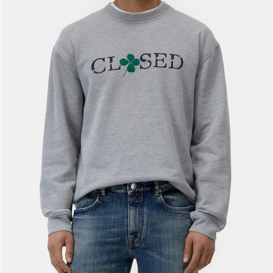 Closed Printed Logo Organic Cotton Sweater Light Grey Melange productfoto 2
