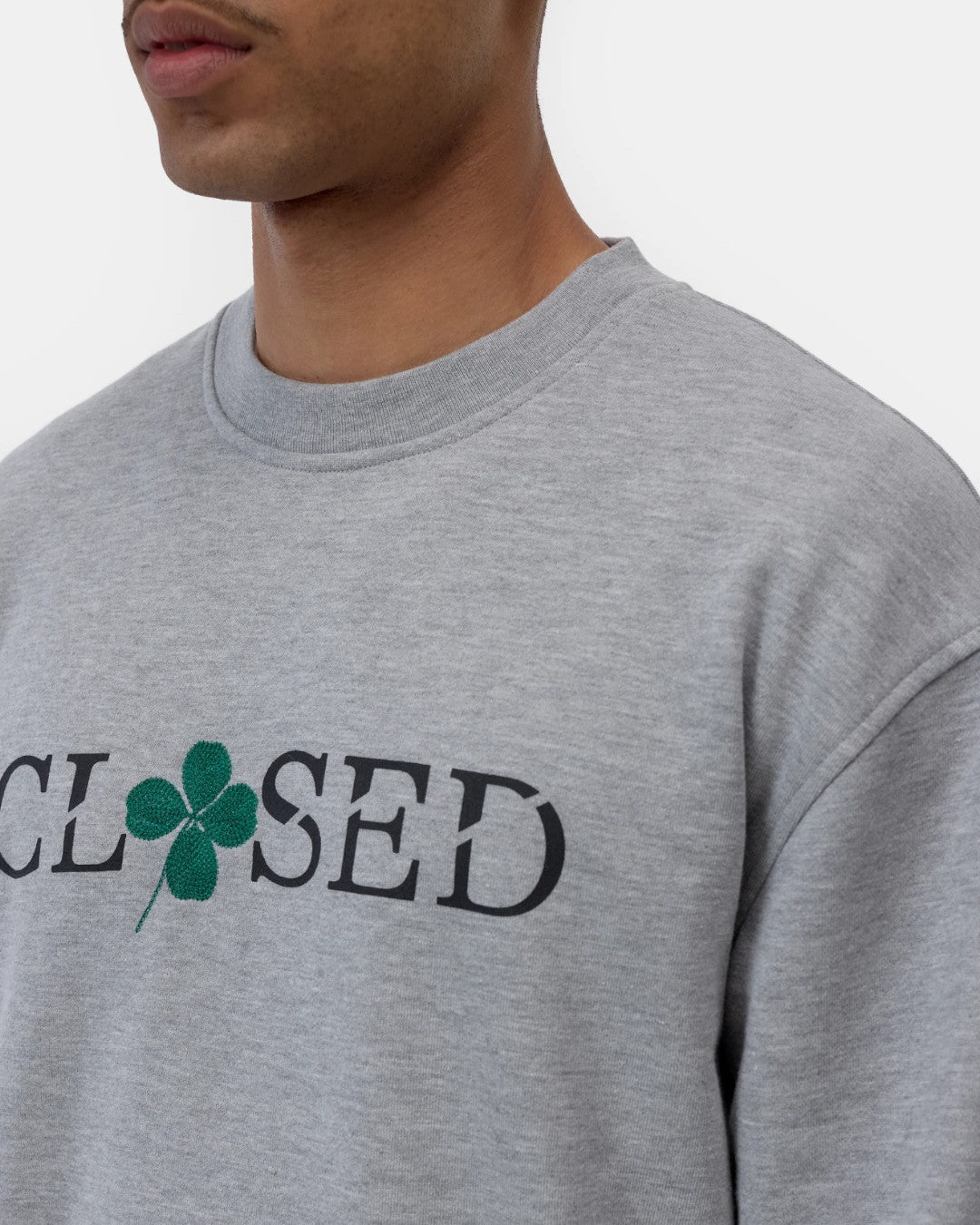 Closed Printed Logo Organic Cotton Sweater Light Grey Melange productfoto 4