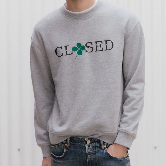 Closed Printed Logo Organic Cotton Sweater Light Grey Melange productfoto 5