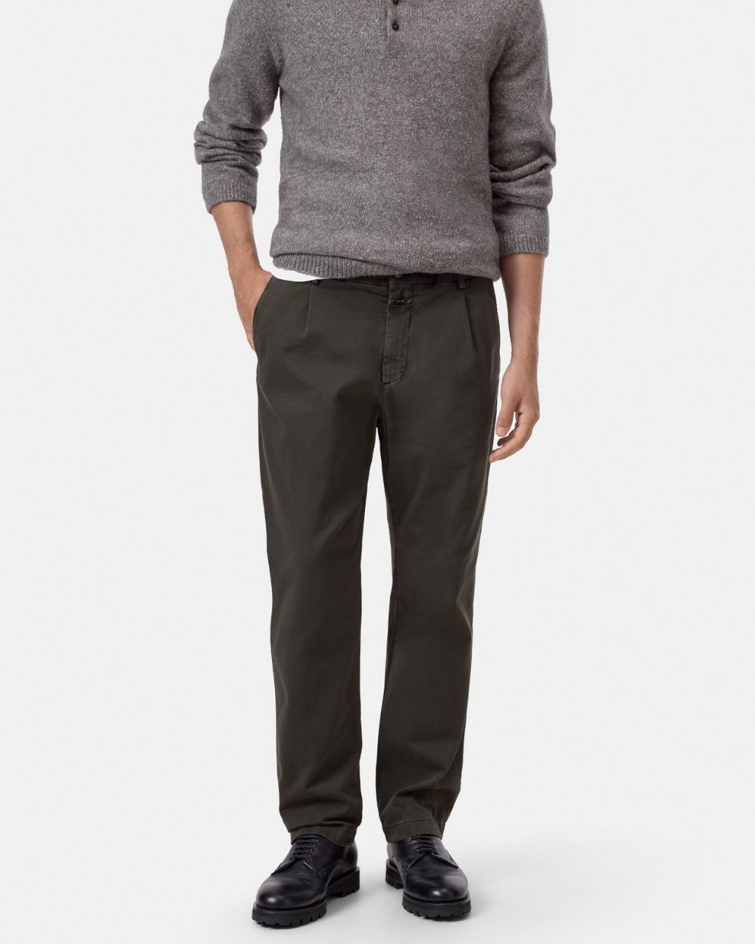 Closed Vigo Tapered Cotton Broek Dark Olive Green productfoto 2