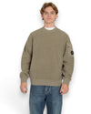 C.P. Company Brushed Emerized Diagonal Fleece Crewneck Sweater in Fallen Rock, voorkant gedragen door Alexander