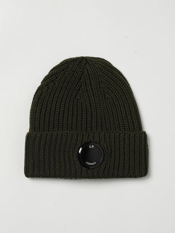 C.P. Company Extrafine Merino Wool Goggle Beanie Ivy Green vooraanzicht
