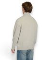 C.P. Company Lambswool Half Zip Sweater in Off White Melange, achterkant met zicht op de pasvorm