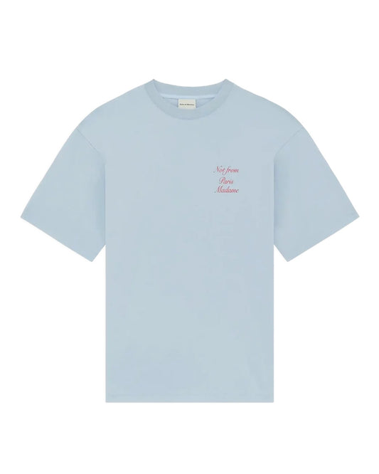 Le T-Shirt Slogan Calligraphy Light Blue