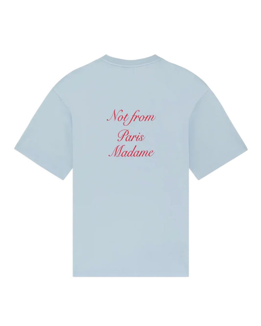 Le T-Shirt Slogan Calligraphy Light Blue
