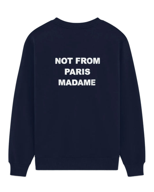 Navy Slogan Sweatshirt Not From Paris Madame