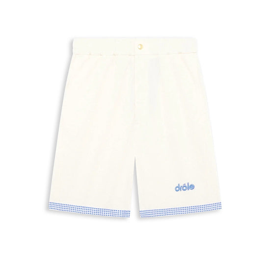 Drôle de Monsieur Embroidered Piqué Cotton Shorts Off White – vooraanzicht