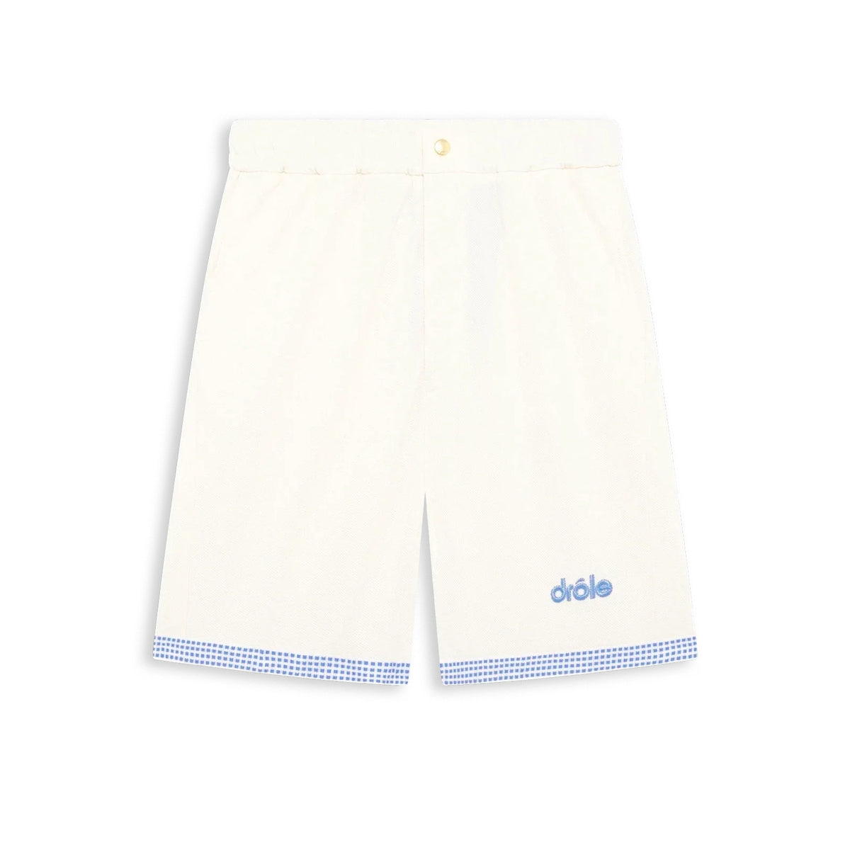 Drôle de Monsieur Embroidered Piqué Cotton Shorts Off White – vooraanzicht