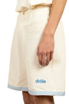 Drôle de Monsieur Embroidered Piqué Cotton Shorts Off White – productbeeld 3