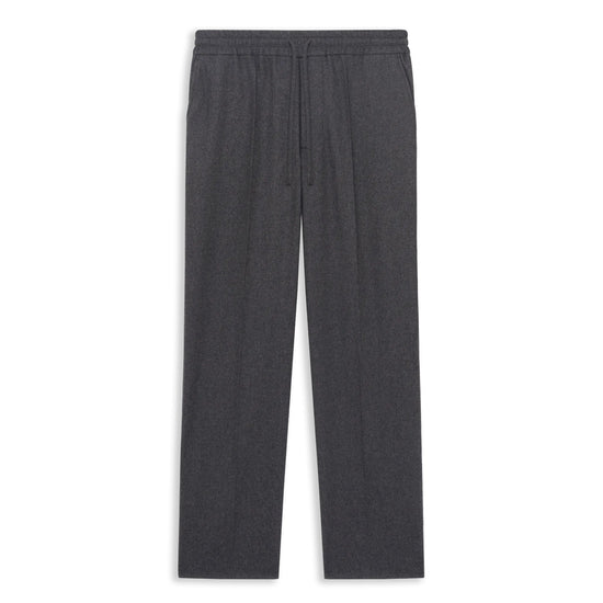 Drôle de Monsieur Grey Flannel Elasticated Drawstring Regular Fit Trousers – vooraanzicht