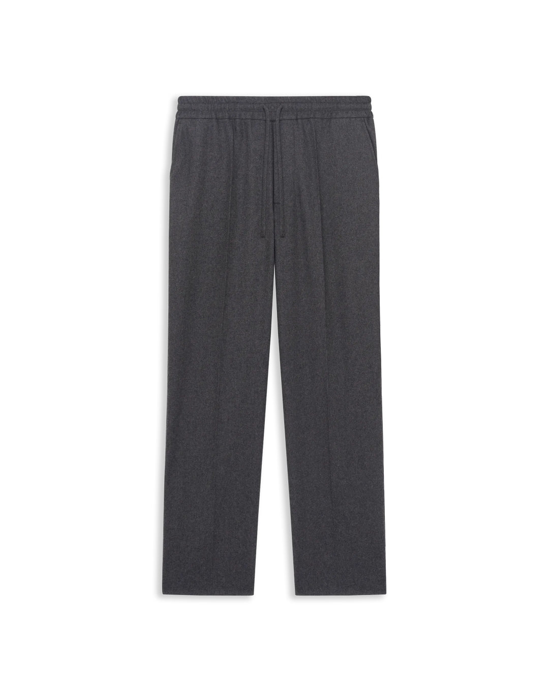 Drôle de Monsieur Grey Flannel Elasticated Drawstring Regular Fit Trousers – vooraanzicht