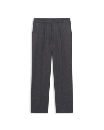 Drôle de Monsieur Grey Flannel Elasticated Drawstring Regular Fit Trousers – vooraanzicht
