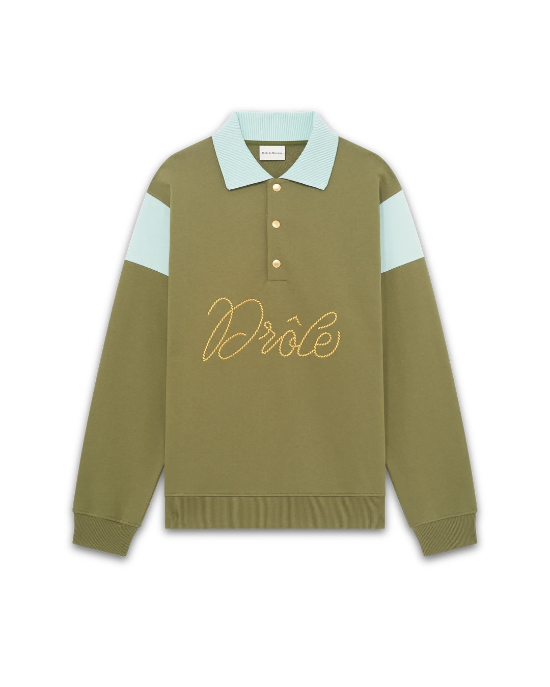Drôle de Monsieur Embroidered Polo Sweat Light Khaki – productbeeld 1