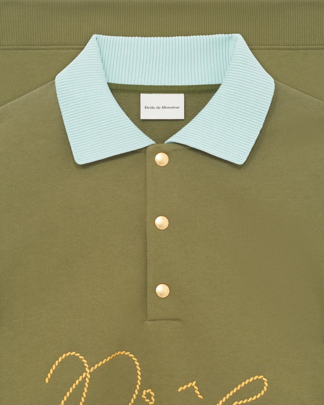 Drôle de Monsieur Embroidered Polo Sweat Light Khaki – productbeeld 2