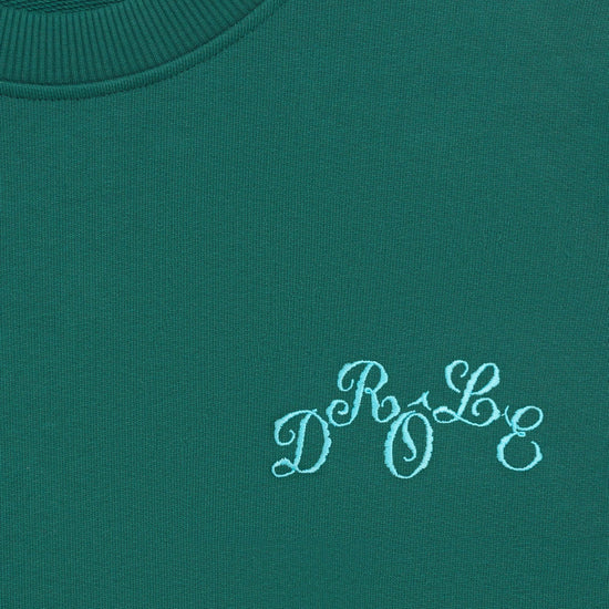 Drôle de Monsieur Plateau Embroidered Sweatshirt Dark Green – productbeeld 2 – tweede live productrecord
