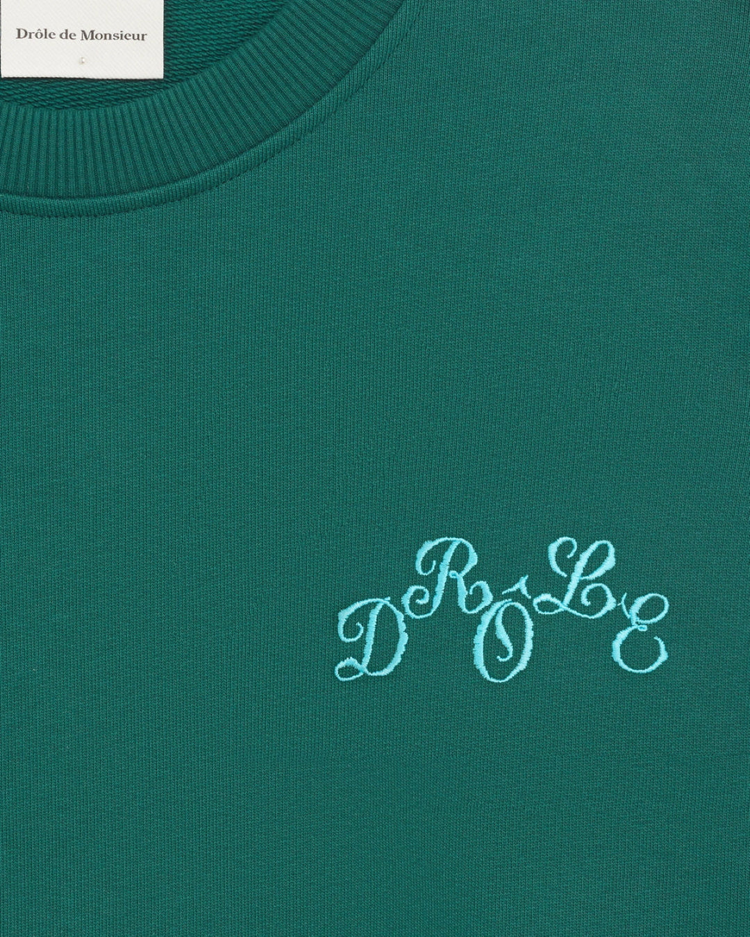Drôle de Monsieur Plateau Embroidered Sweatshirt Dark Green – productbeeld 2 – tweede live productrecord