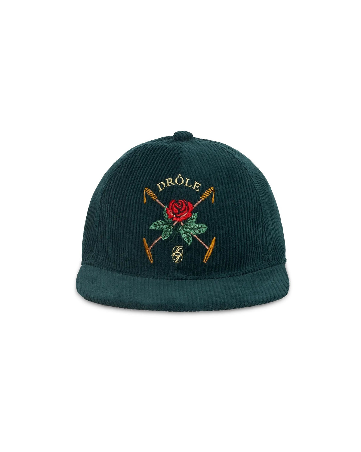 Drôle de Monsieur Rose Embroidered Cap Dark Green – productbeeld 1