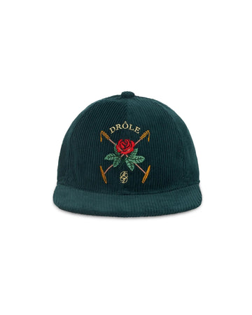 Drôle de Monsieur Rose Embroidered Cap Dark Green – productbeeld 1