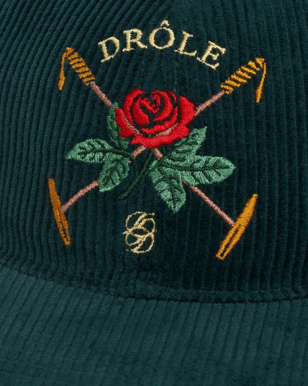 Drôle de Monsieur Rose Embroidered Cap Dark Green – productbeeld 2