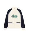 Drôle de Monsieur Off White Piqué Cotton Embroidered Zip Sweater – vooraanzicht