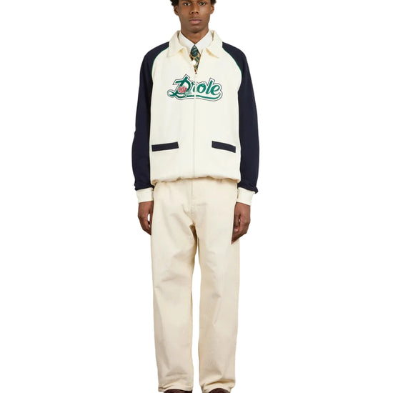 Drôle de Monsieur Off White Piqué Cotton Embroidered Zip Sweater – productbeeld 2