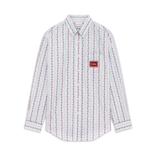Drôle de Monsieur Fleurs Tressées Cotton Shirt Light Blue – productbeeld 1