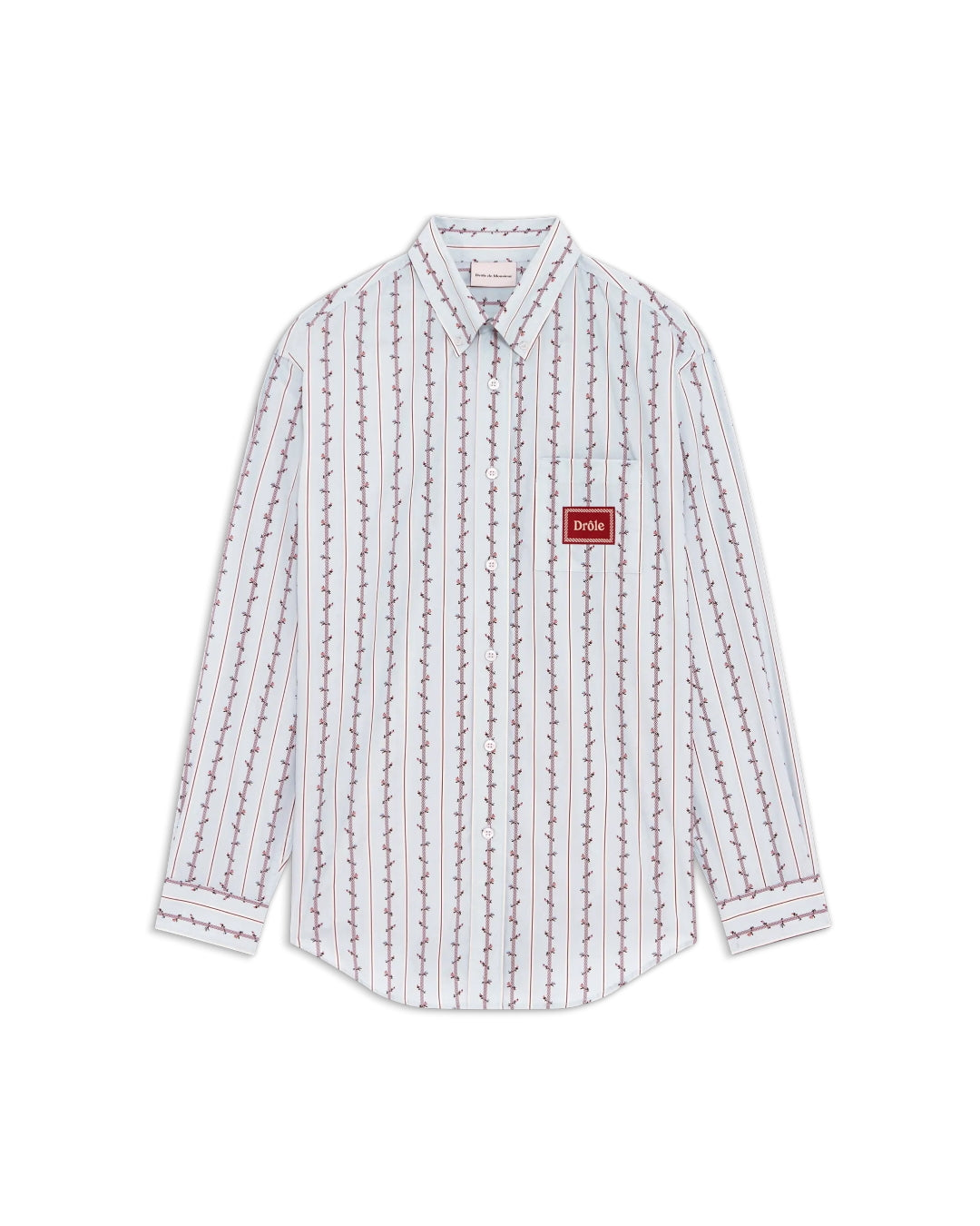 Drôle de Monsieur Fleurs Tressées Cotton Shirt Light Blue – productbeeld 1