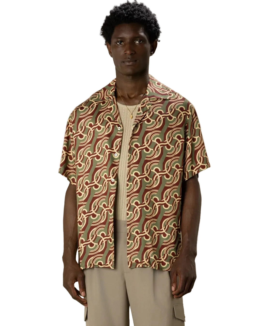 Drôle de Monsieur Chain Link Monogram Shirt Kaki productfoto 2