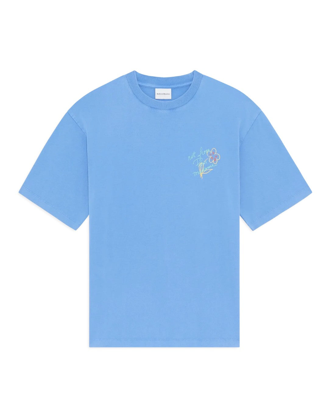 Drôle de Monsieur Esquisse Slogan T-shirt Light Blue productfoto 2