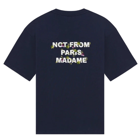 Drôle de Monsieur Vine Embroidered Slogan T-shirt Navy bij Checkpoint Mol