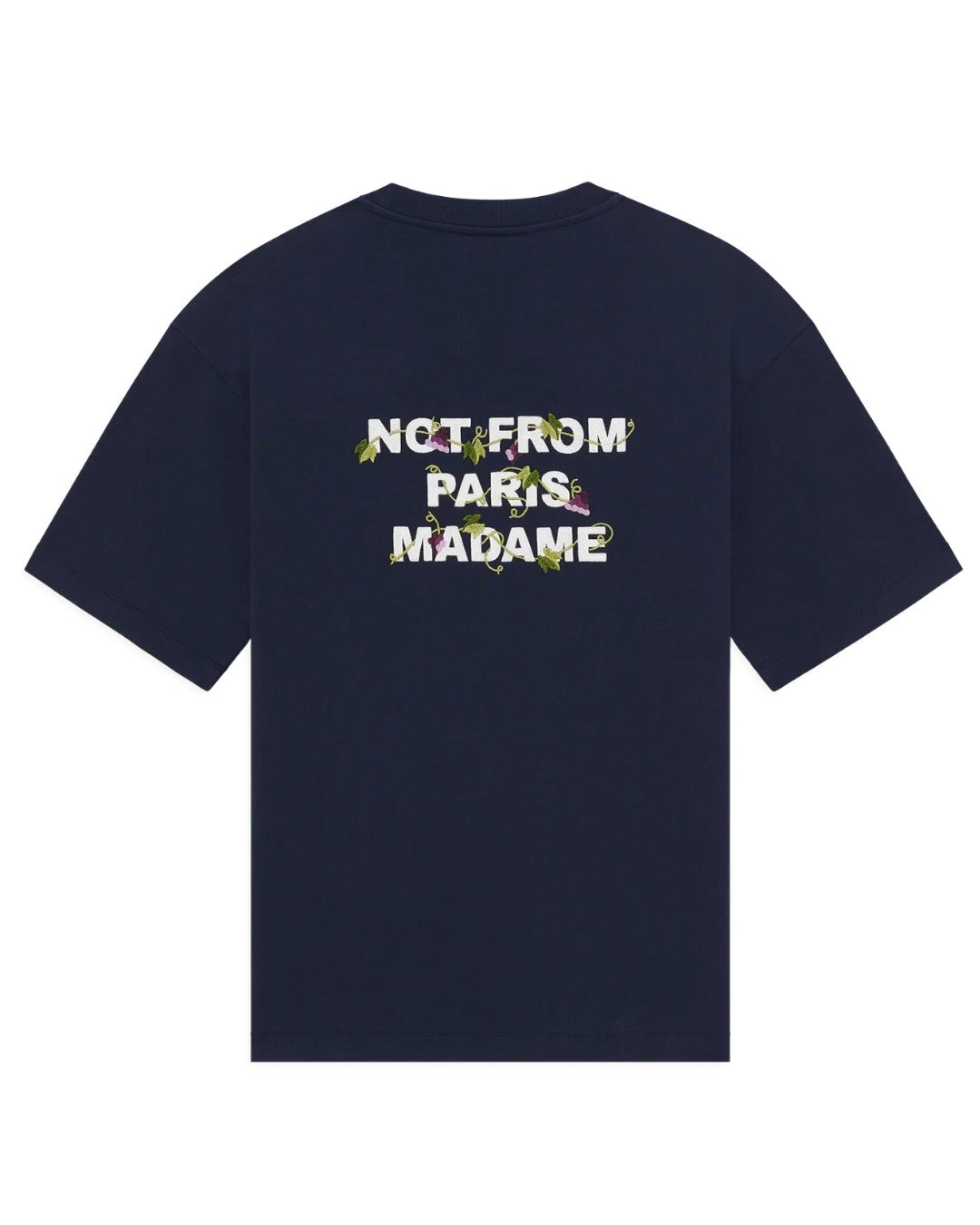 Drôle de Monsieur Vine Embroidered Slogan T-shirt Navy bij Checkpoint Mol