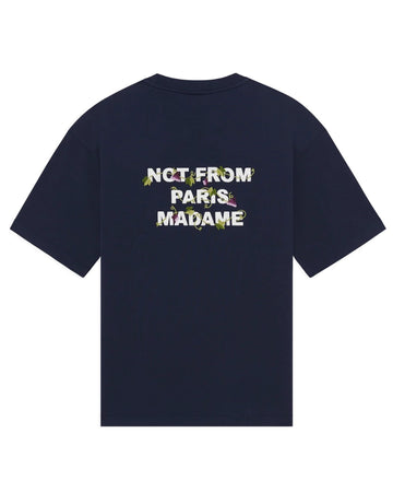 Drôle de Monsieur Vine Embroidered Slogan T-shirt Navy bij Checkpoint Mol