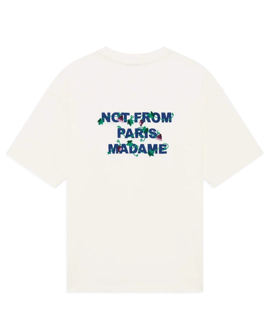 Drôle de Monsieur Vine Embroidered Slogan T-shirt Off White voorkant