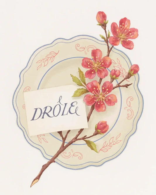 Detail van de Porcelaine-print op Drôle de Monsieur T-shirt Off White