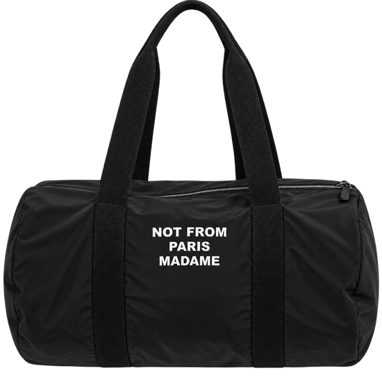 Drôle de Monsieur Nylon Slogan Gym Bag Black met Not From Paris Madame print bij Checkpoint Mol