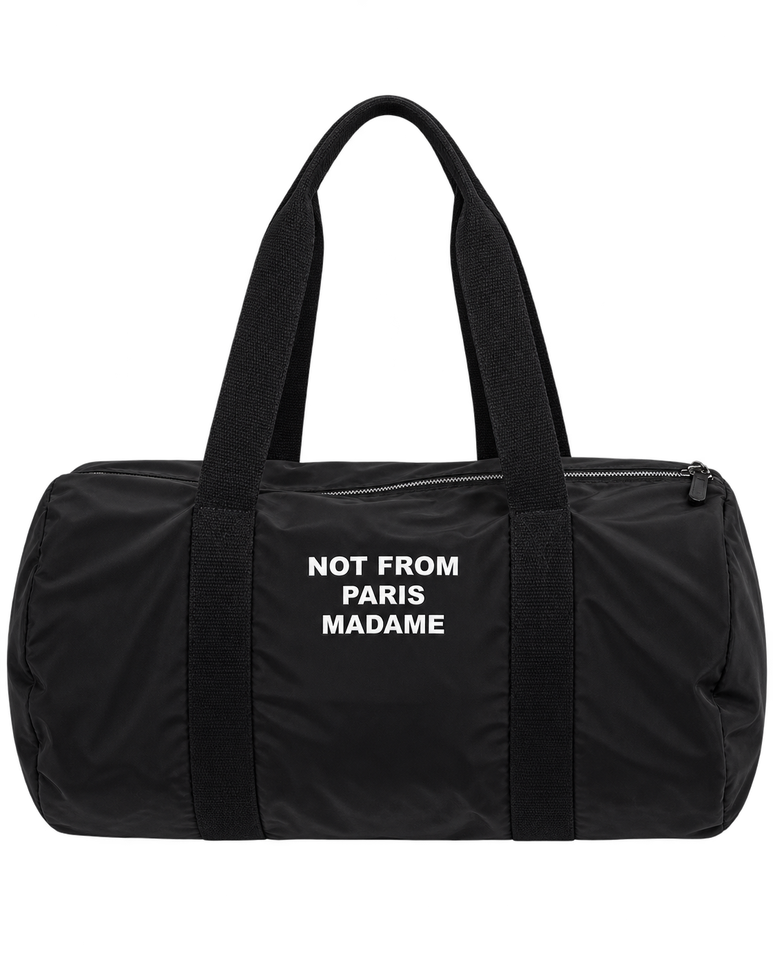 Drôle de Monsieur Nylon Slogan Gym Bag Black met Not From Paris Madame print bij Checkpoint Mol