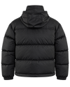 Drôle de Monsieur zwarte Slogan Puffer Jacket achterkant met kap