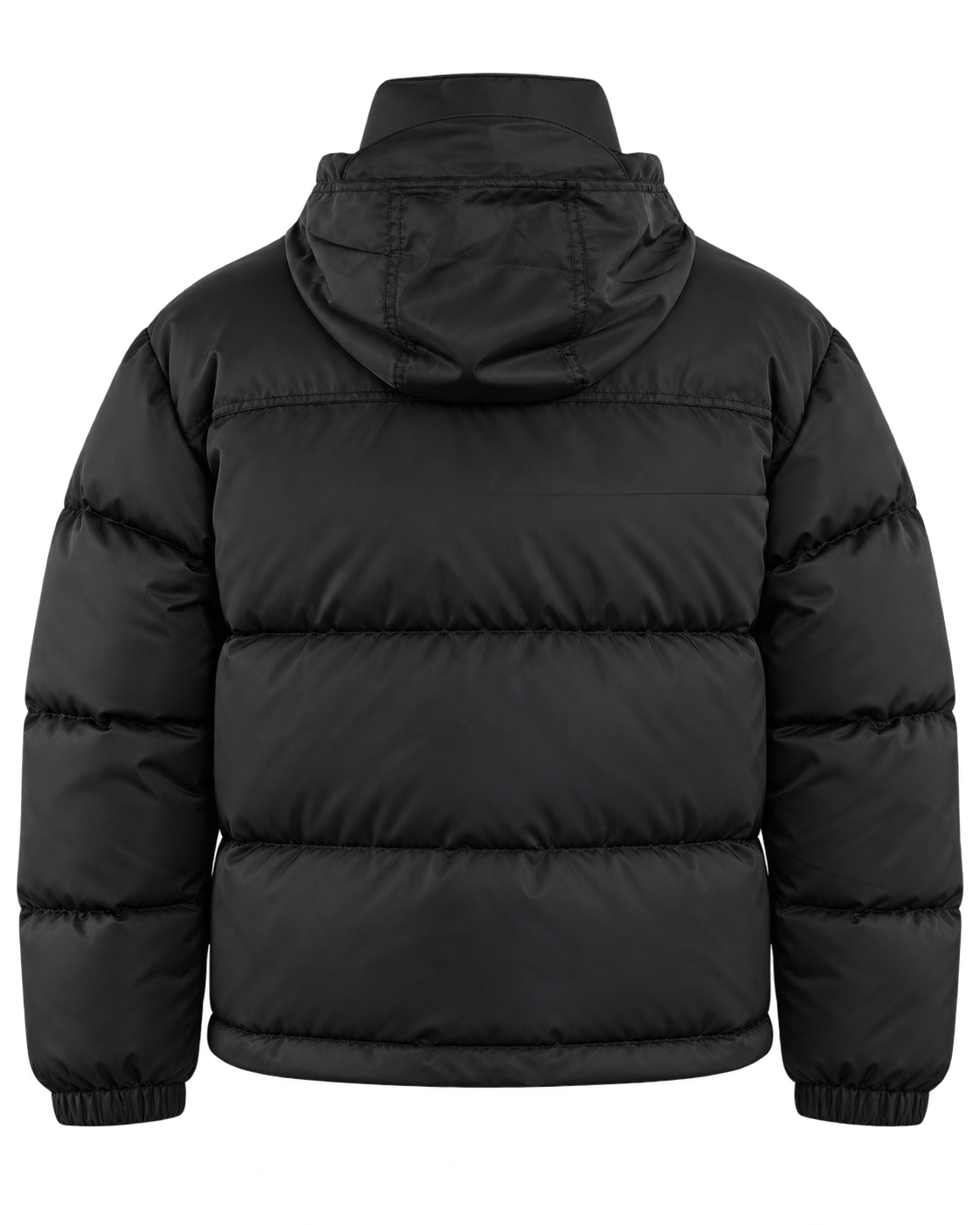 Drôle de Monsieur zwarte Slogan Puffer Jacket achterkant met kap