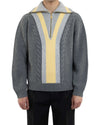 Drôle de Monsieur grijze wol cashmere Trucker Pullover relaxed fit vooraanzicht