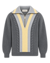 Drôle de Monsieur Half Zipped Trucker Pullover grey packshot bij Checkpoint Mol