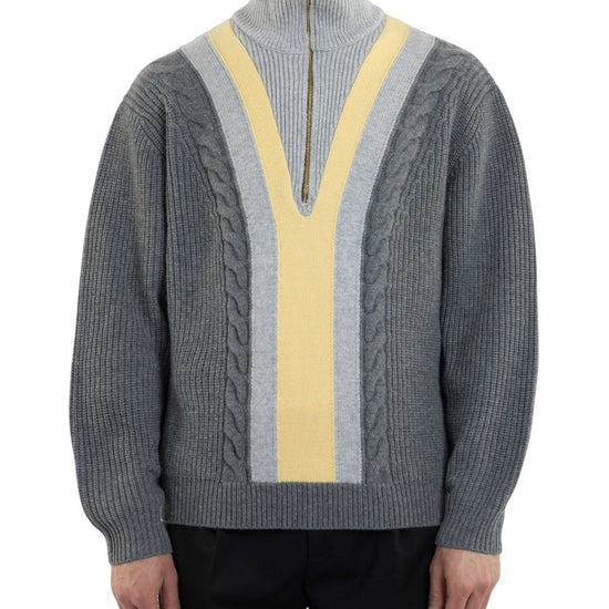 Half Zipped Trucker Pullover Grey