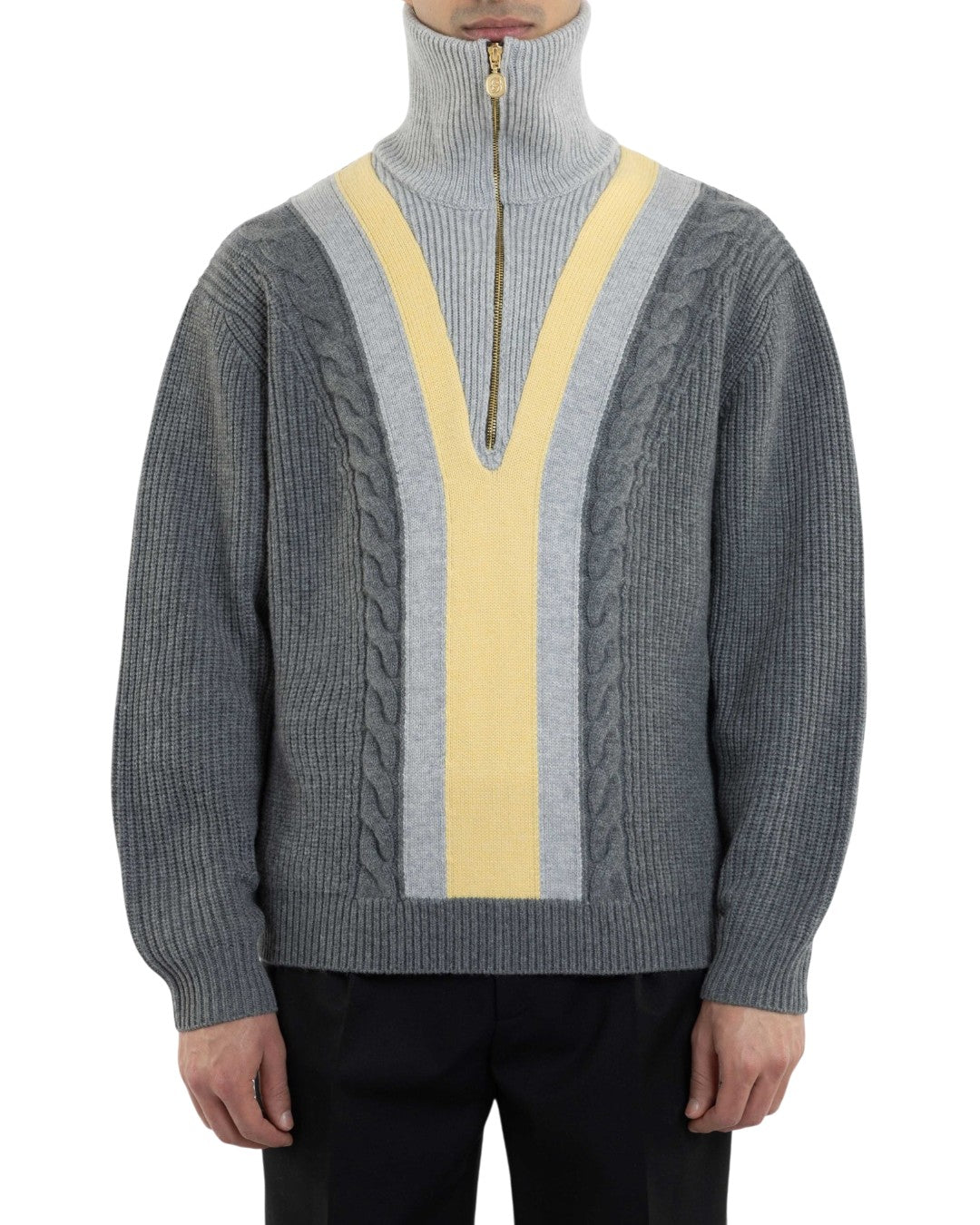 Half Zipped Trucker Pullover Grey