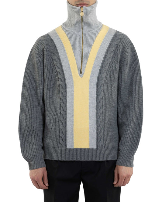 Half Zipped Trucker Pullover Grey