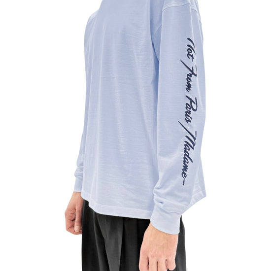 Drôle de Monsieur Slogan Longsleeve Baby Blue regular fit vooraanzicht