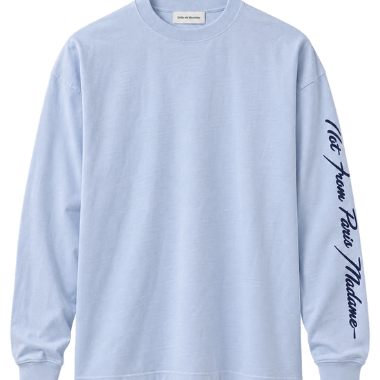 Drôle de Monsieur Slogan Longsleeve Baby Blue packshot bij Checkpoint Mol