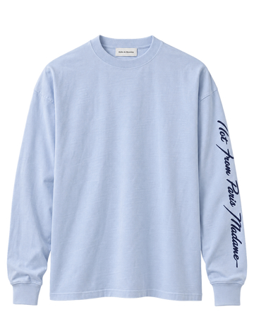 Drôle de Monsieur Slogan Longsleeve Baby Blue packshot bij Checkpoint Mol