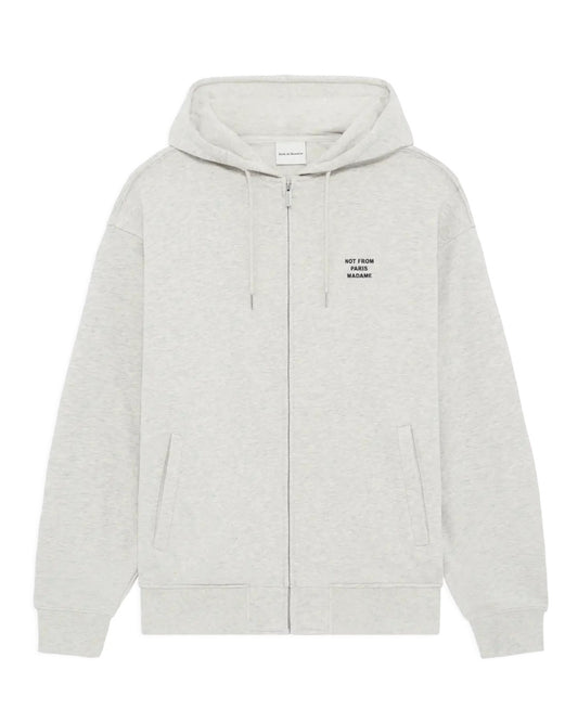 Drôle de Monsieur Slogan Zip Sweatshirt Grey bij Checkpoint Mol