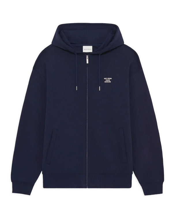 Drôle de Monsieur Slogan Zip Sweatshirt Navy bij Checkpoint Mol