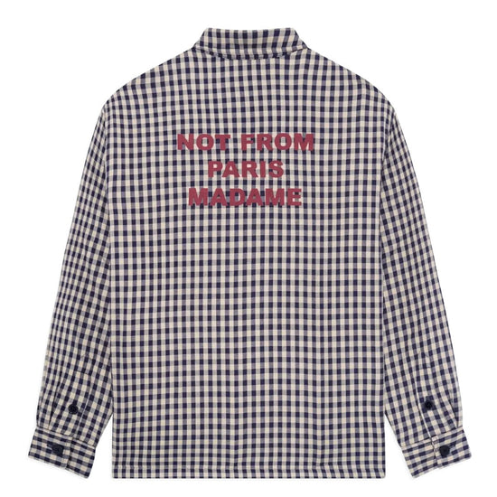 Drôle de Monsieur Check Overshirt With Slogan Beige productfoto 1