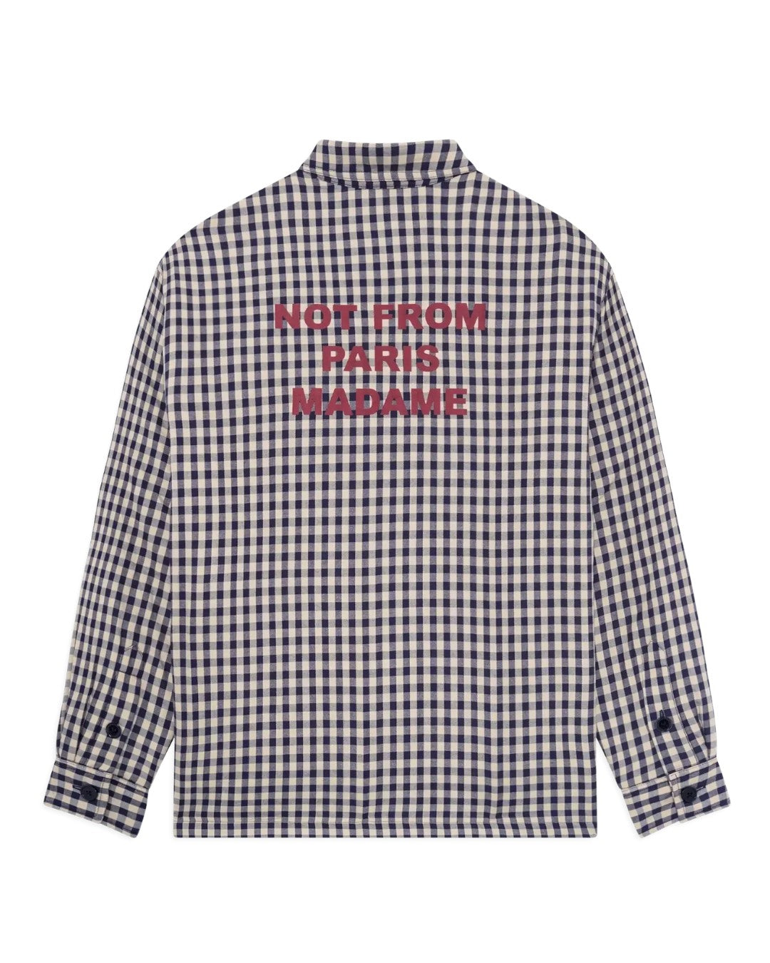 Drôle de Monsieur Check Overshirt With Slogan Beige productfoto 1